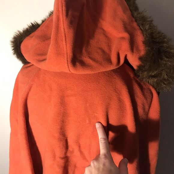 BILL BLASS Vintage WOMENS Wool Faux Fur Orange 70s Cape coat Orange Sz 1X - Picture 5 of 7